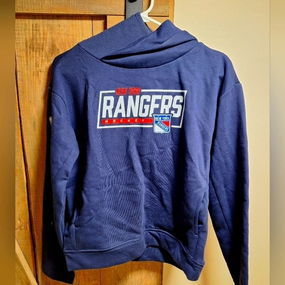 A Level Wear Evian Navy Blue New York Rangers hoodie in a ladies' size small